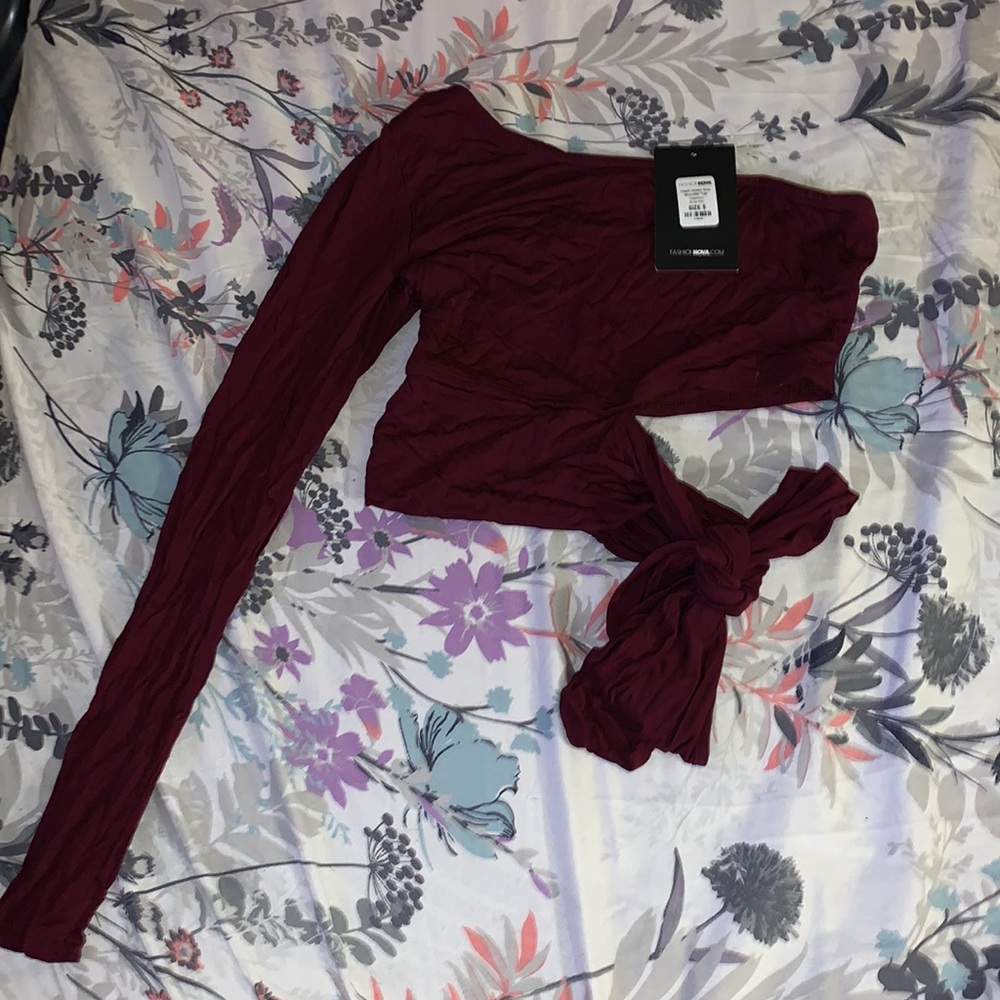 One shoulder long sleeve open tie - Picture 2 of 2